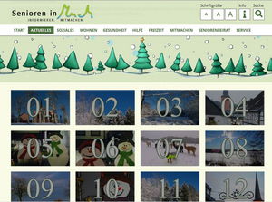Screenshot der Seite Adventskalender