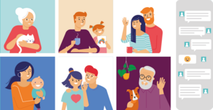 Grafiken von Personen zu Hause