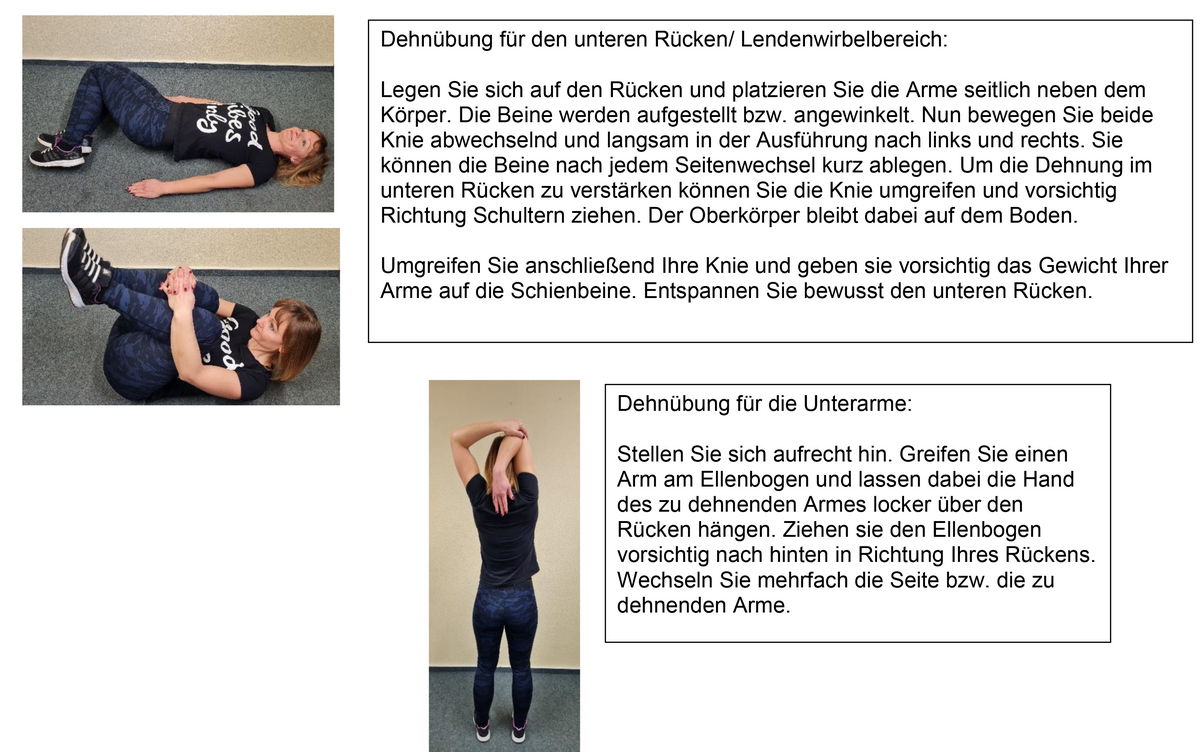 Anleitung für zwei Dehnübungen